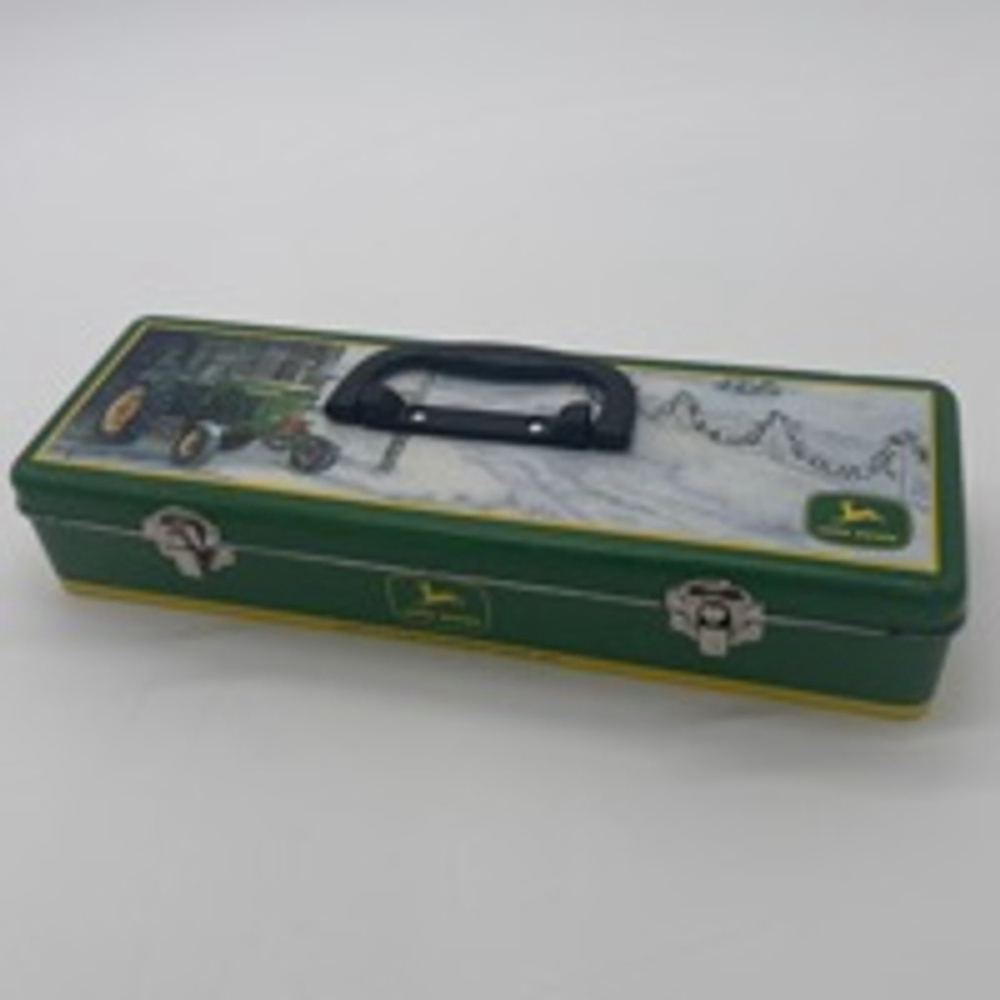 John Deere VINTAGE 2005 Toolbox Pencil Case Green Metal Tractor Theme